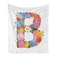 thumbnail image 1 of Letter B Soft Flannel Fleece Throw Blanket, Romantic ABC Sign with Fresh Spring Blossoms Colorful Feminine Alphabet Design, Cozy Plush for Indoor and Outdoor Use, 50" x 60", Multicolor, by Ambesonne, 1 of 5