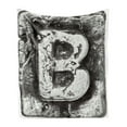 thumbnail image 1 of Letter B Soft Flannel Fleece Throw Blanket, Steel Aged B with Toned Cracks and Distressed Effects Ceramic Inspired Print, Cozy Plush for Indoor and Outdoor Use, 50" x 70", Grey Grey, by Ambesonne, 1 of 5