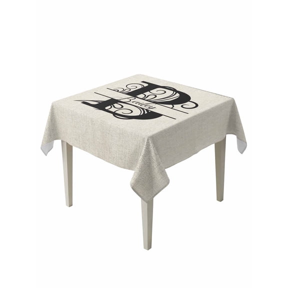 Letter B Suqare Tablecloth - 54 x 54 Inch, Monogram Words Waterproof & StainResistant Tablecloth, Washable Oil-proof Table Cover for Dining/Party/Wedding/Camping/Buffet