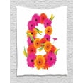 thumbnail image 1 of Letter B Tapestry, Alphabet Symbol with Gerbera Daisies Summer Garden Themed Initial, Wall Hanging for Bedroom Living Room Dorm Decor, 40W X 60L Inches, Orange Hot Pink and Green, by Ambesonne, 1 of 2