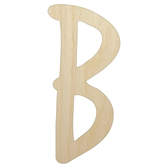 Letter B Uppercase Felt Marker Font Wood Shape Unfinished Piece Cutout Craft DIY Projects - 4.70 Inch Size - 1/8 Inch Thick