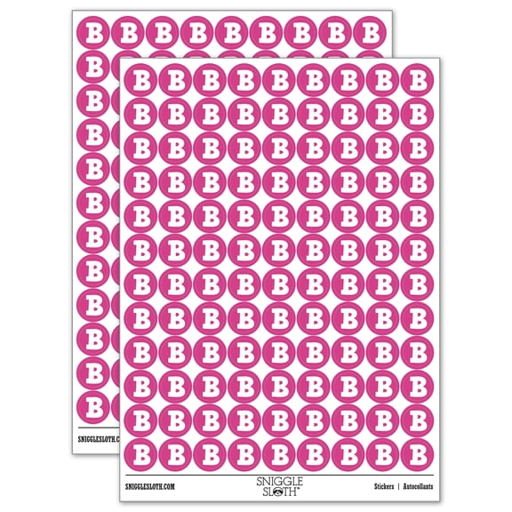 Letter B Uppercase Fun Bold Font 200+ Round Stickers - Hot Pink - Gloss Finish - 0.50" Size