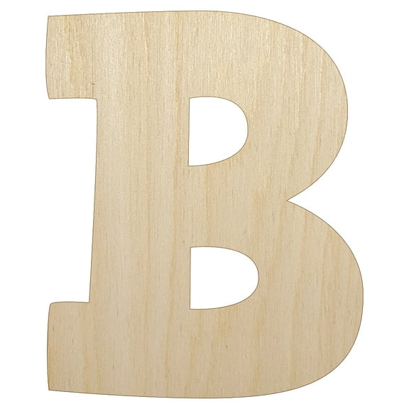 Letter B Uppercase Fun Bold Font Wood Shape Unfinished Piece Cutout Craft DIY Projects - 6.25 Inch Size - 1/8 Inch Thick