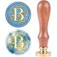 thumbnail image 1 of Letter B Wax Seal Stamp Vintage Alphabet Initial Sealing Wax Stamps Retro 25mm Removable Brass Head with Wooden Handle for Wedding Invitations Party Envelope Mixed Color DIY, 1 of 9