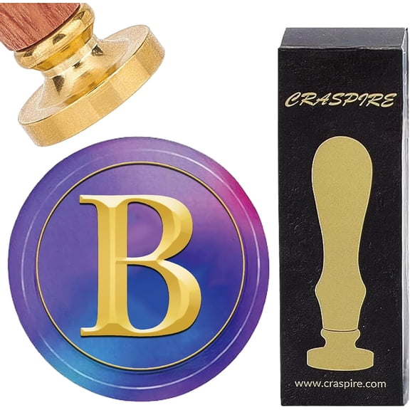 Letter B Wax Seal Stamps Initial Alabets Removable Brass Sealing Stamp 25mm Vintage Heads Copper with Wooden Handle for Wedding Christmas Envelopes Invitations Card DIY Craft Birthday Gift