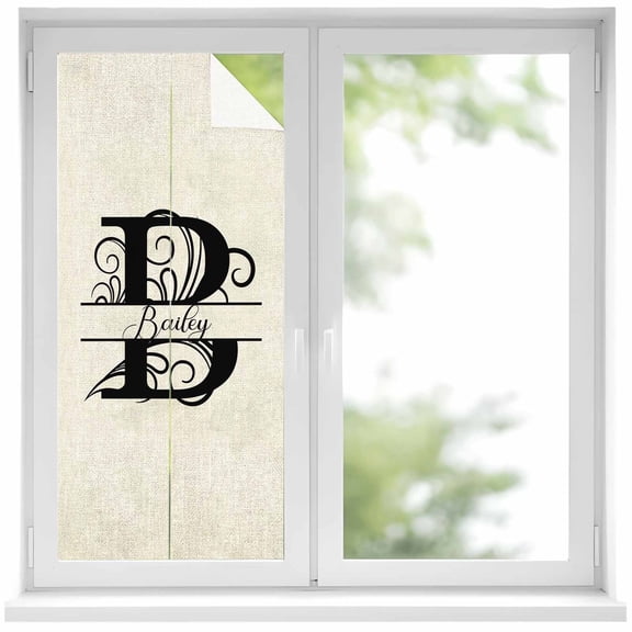 Letter B Window Privacy Film, Monogram Words Static Cling UV Sun Blocking Heat Control Window Tint Day and Night, Non-Adhesive Reusable One Way Windows Privacy Cover 17.7''x39.3''