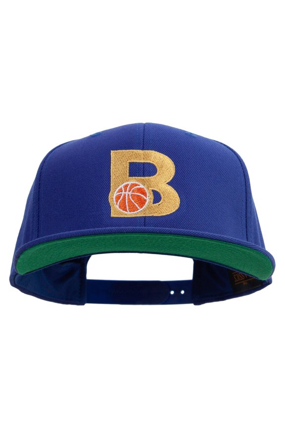 Letter B with Basketball Embroidered Wool Blend Prostyle Snapback - Royal OSFM