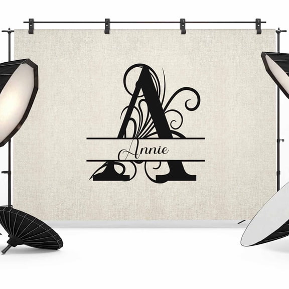 Letter A Backdrop for Photography, Fabric Photo Background Backdrop, Monogram Words Photo Booth Background for Portrait Photoshoot Video Wedding Studio Decoration Banner 7x5ft