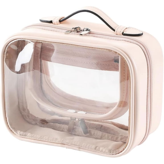 Letter Bag, Clear Flat Pouches with Zipper, Clear Makeup letter Bag, Multi-purpose Nylon Clear Cosmetic Bags, Clear Pouch Bag for Travel, Gym, Beach (Rose Red-Beach)
