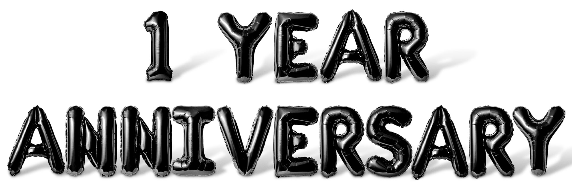 Letter Balloons - 1 YEAR ANNIVERSARY 16" Inch Alphabet Letters Foil Mylar Balloon 1st Anniversary Party Banner (Black)