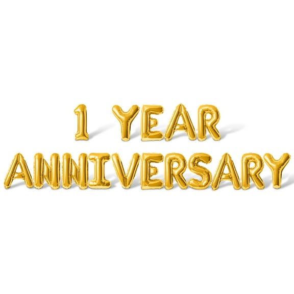 Letter Balloons - 1 YEAR ANNIVERSARY 16" Inch Alphabet Letters Foil Mylar Balloon 1st Anniversary Party Banner (Gold)