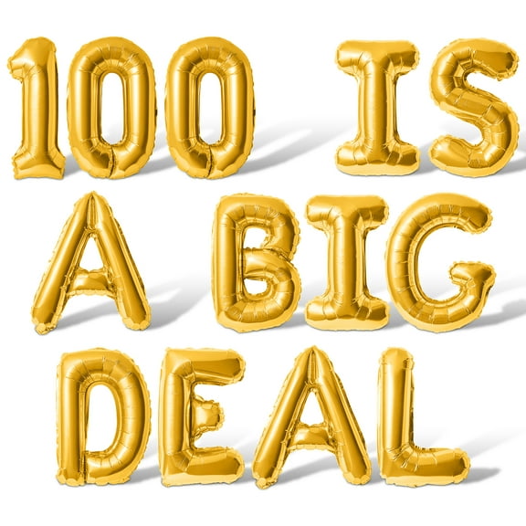 Letter Balloons - 100 IS A BIG DEAL 16" Inch Alphabet Letters Foil Mylar Balloon 100th Birthday Party Banner (Gold)