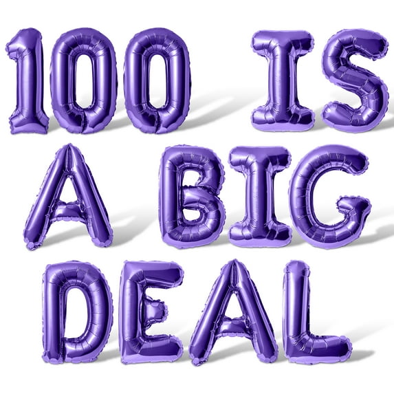 Letter Balloons - 100 IS A BIG DEAL 16" Inch Alphabet Letters Foil Mylar Balloon 100th Birthday Party Banner (Purple)