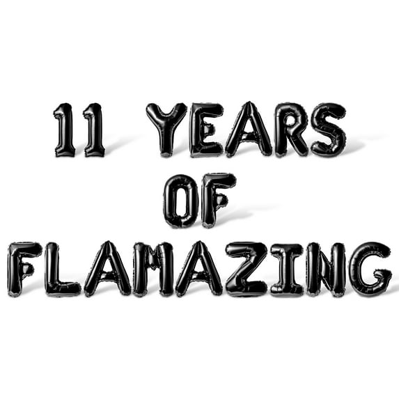 Letter Balloons - 11 YEARS OF FLAMAZING 16" Inch Alphabet Letters Foil Mylar Balloon 11th Birthday Party Banner (Black)