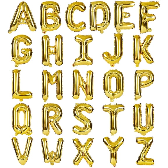 Letter Balloons 16 Inch Mylar Foil Alphabet Letter A-Z Balloons Set for Wedding Birthday Party Decoration Banner Custom Phrase 26 Pieces (Gold)