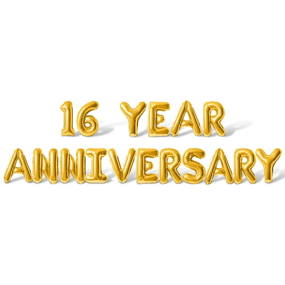 Letter Balloons - 16 YEAR ANNIVERSARY 16" Inch Alphabet Letters Foil Mylar Balloon 16th Anniversary Party Banner (Gold)