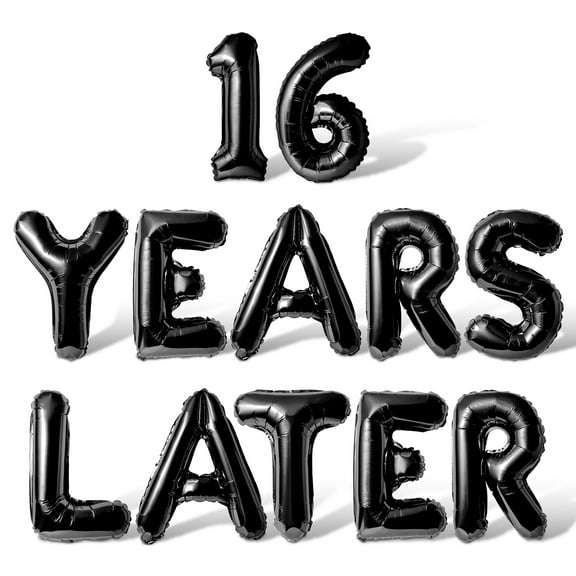 Letter Balloons - 16 YEARS LATER 16" Inch Alphabet Letters Foil Mylar Balloon 16th Birthday Party Banner (Black)