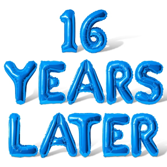 Letter Balloons - 16 YEARS LATER 16" Inch Alphabet Letters Foil Mylar Balloon 16th Birthday Party Banner (Blue)