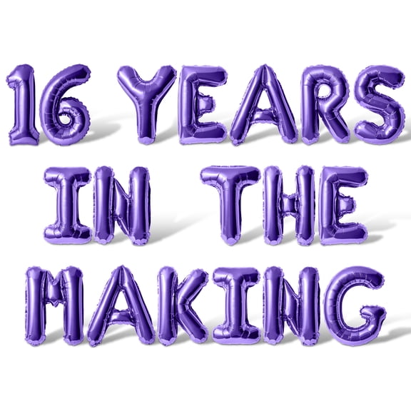 Letter Balloons - 16 YEARS OF FLAMAZING 16" Inch Alphabet Letters Foil Mylar Balloon 16th Birthday Party Banner (Purple)
