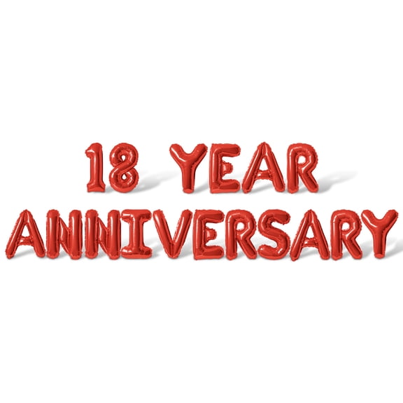 Letter Balloons - 18 YEAR ANNIVERSARY 16" Inch Alphabet Letters Foil Mylar Balloon 18th Anniversary Party Banner (Red)
