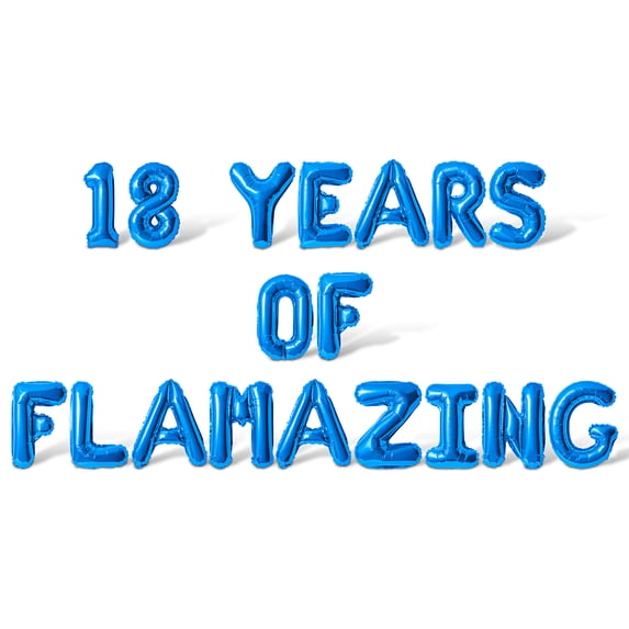 Letter Balloons - 18 YEARS OF FLAMAZING 16" Inch Alphabet Letters Foil Mylar Balloon 18th Birthday Party Banner (Blue)