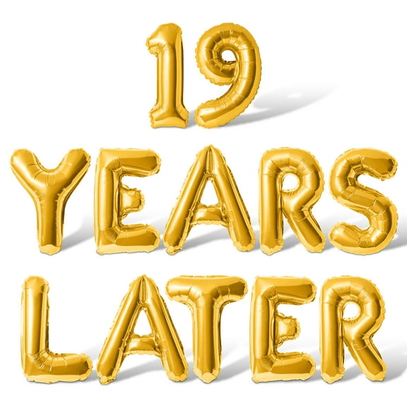 Letter Balloons - 19 YEARS LATER 16" Inch Alphabet Letters Foil Mylar Balloon 19th Birthday Party Banner (Gold)