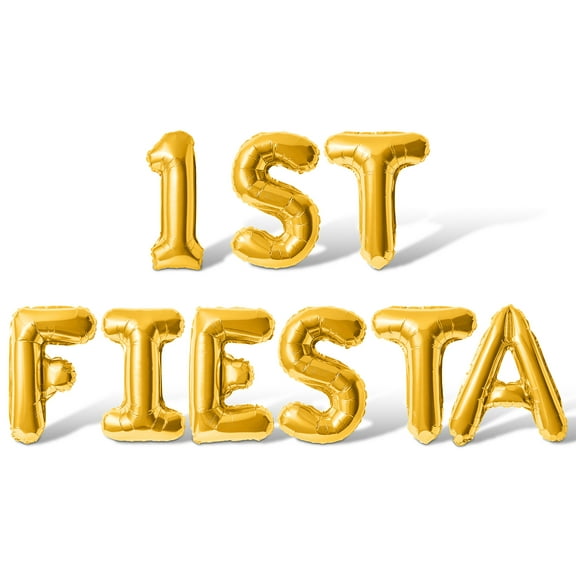 Letter Balloons - 1ST FIESTA 16" Inch Alphabet Letters Foil Mylar Balloon 1st Birthday Party Banner (Gold)