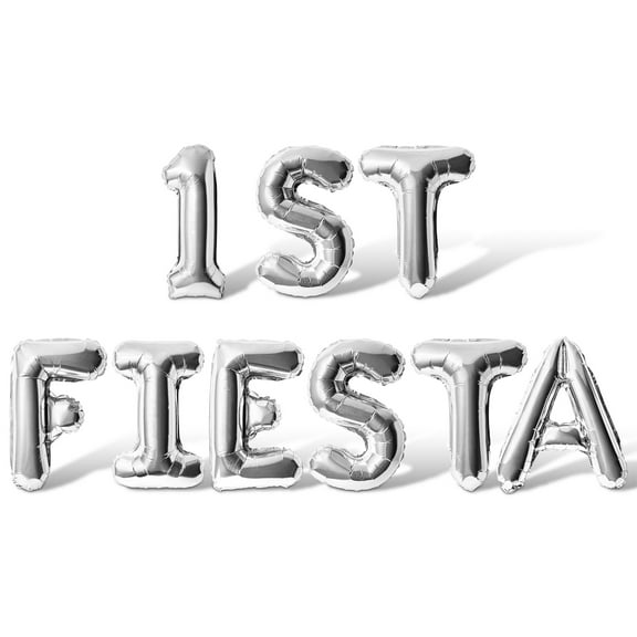 Letter Balloons - 1ST FIESTA 16" Inch Alphabet Letters Foil Mylar Balloon 1st Birthday Party Banner (Silver)