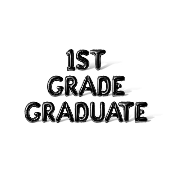 Letter Balloons - 1ST GRADE GRADUATE 16" Inch Alphabet Letters Foil Mylar Balloon Graduation Day Party Banner (Black)