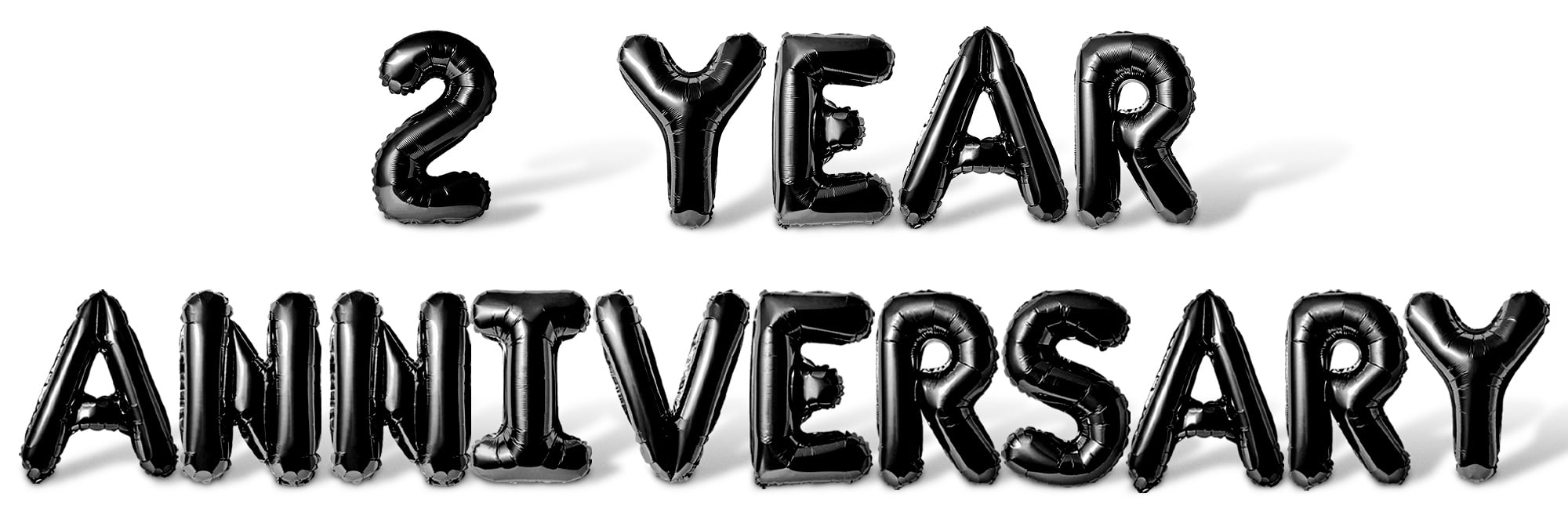 Letter Balloons - 2 YEAR ANNIVERSARY 16" Inch Alphabet Letters Foil Mylar Balloon 2nd Anniversary Party Banner (Black)