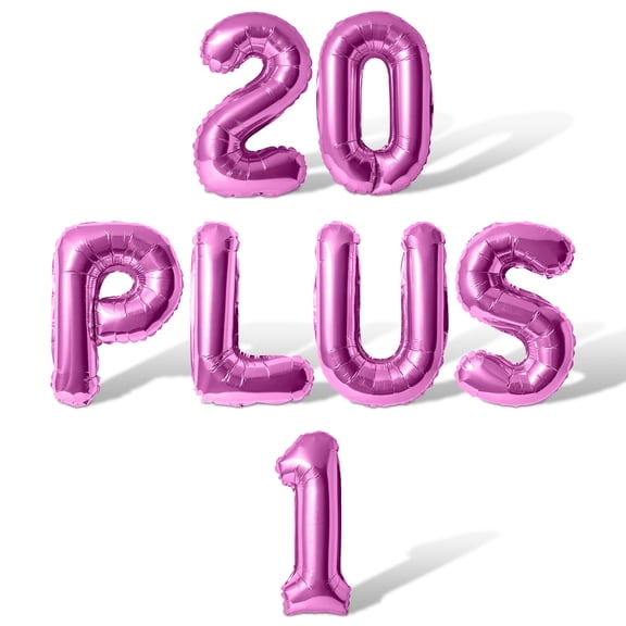 Letter Balloons - 20 PLUS 1 16" Inch Alphabet Letters Foil Mylar Balloon 21st Birthday Party Banner (Pink)