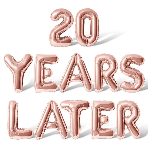 Letter Balloons - 20 YEARS LATER 16" Inch Alphabet Letters Foil Mylar Balloon 20th Anniversary Party Banner (Rose Gold)