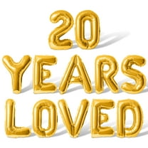 Letter Balloons - 20 YEARS LOVED 16" Inch Alphabet Letters Foil Mylar Balloon 20th Birthday Party Banner (Gold)