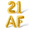 thumbnail image 1 of Letter Balloons - 21 AF 16" Inch Alphabet Letters Foil Mylar Balloon 21st Birthday Party Banner (Gold), 1 of 5