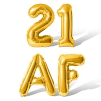 Letter Balloons - 21 AF 16" Inch Alphabet Letters Foil Mylar Balloon 21st Birthday Party Banner (Gold)