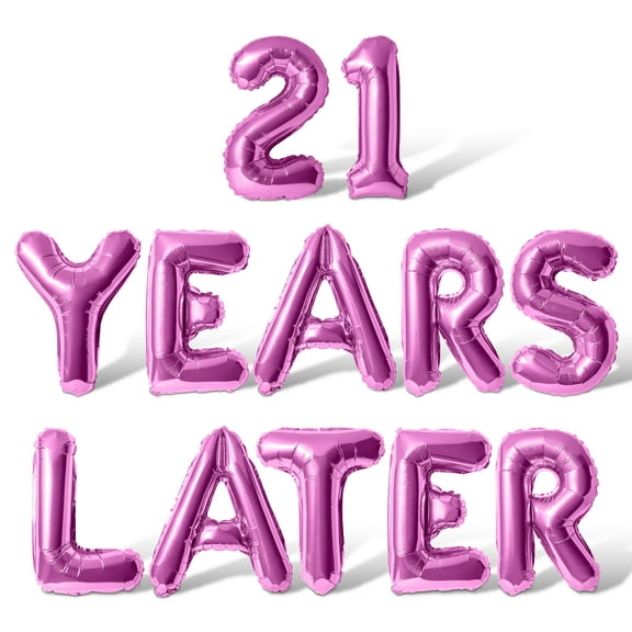 Letter Balloons - 21 YEARS LATER 16" Inch Alphabet Letters Foil Mylar Balloon 21st Birthday Party Banner (Pink)