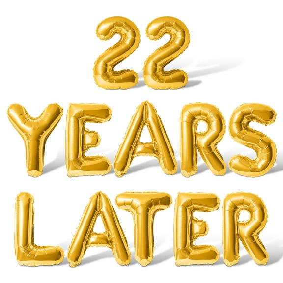 Letter Balloons - 22 YEARS LATER 16" Inch Alphabet Letters Foil Mylar Balloon 22nd Birthday Party Banner (Gold)