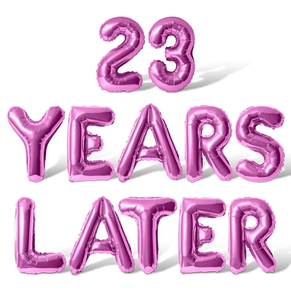 Letter Balloons - 23 YEARS LATER 16" Inch Alphabet Letters Foil Mylar Balloon 23rd Birthday Party Banner (Pink)