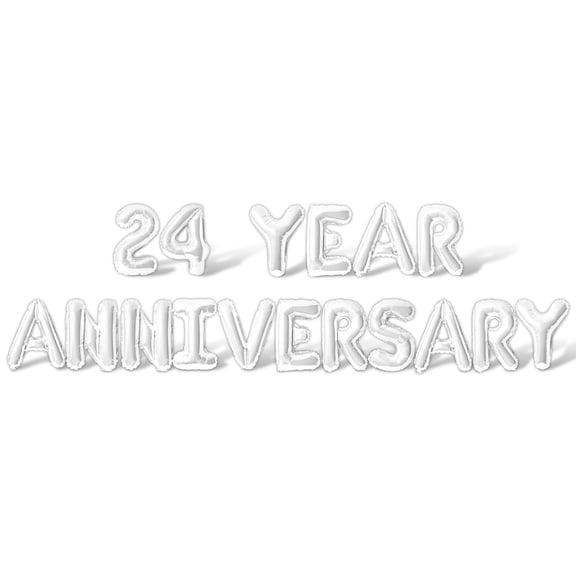 Letter Balloons - 24 YEAR ANNIVERSARY 16" Inch Alphabet Letters Foil Mylar Balloon 24th Anniversary Party Banner (White)