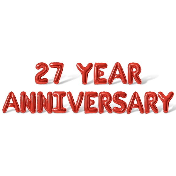 Letter Balloons - 27 YEAR ANNIVERSARY 16" Inch Alphabet Letters Foil Mylar Balloon 27th Anniversary Party Banner (Red)
