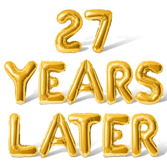 Letter Balloons - 27 YEARS LATER 16" Inch Alphabet Letters Foil Mylar Balloon 27th Birthday Party Banner (Gold)