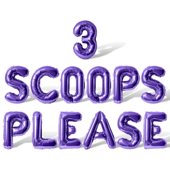 Letter Balloons - 3 SCOOPS PLEASE 16" Inch Alphabet Letters Foil Mylar Balloon 3rd Birthday Party Banner (Purple)
