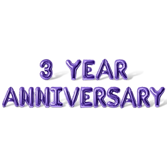 Letter Balloons - 3 YEAR ANNIVERSARY 16" Inch Alphabet Letters Foil Mylar Balloon 3rd Anniversary Party Banner (Purple)