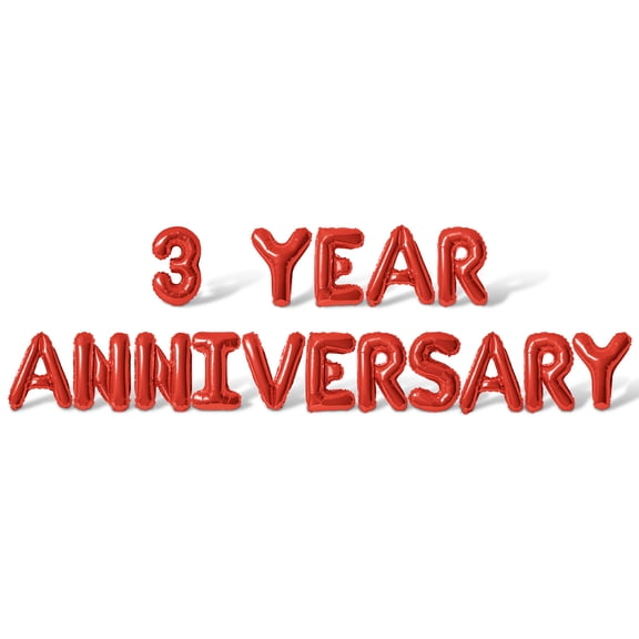 Letter Balloons - 3 YEAR ANNIVERSARY 16" Inch Alphabet Letters Foil Mylar Balloon 3rd Anniversary Party Banner (Red)