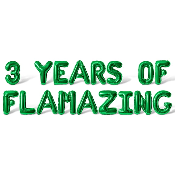 Letter Balloons - 3 YEARS OF FLAMAZING 16" Inch Alphabet Letters Foil Mylar Balloon 3rd Birthday Party Banner (Green)