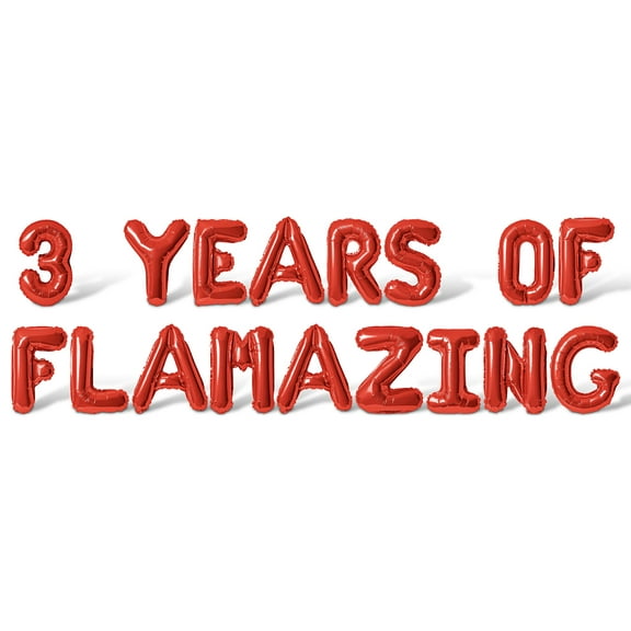 Letter Balloons - 3 YEARS OF FLAMAZING 16" Inch Alphabet Letters Foil Mylar Balloon 3rd Birthday Party Banner (Red)
