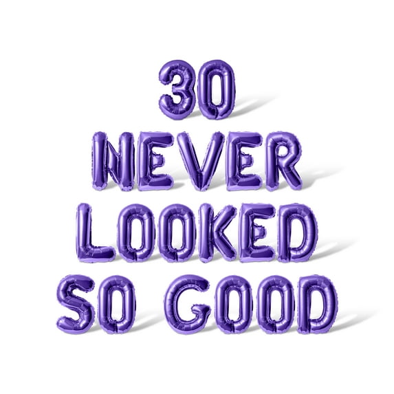 Letter Balloons - 30 NEVER LOOKED SO GOOD 16" Inch Alphabet Letters Foil Mylar Balloon Birthday Party Banner (Purple)