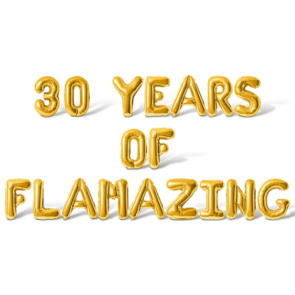 Letter Balloons - 30 YEARS OF FLAMAZING 16" Inch Alphabet Letters Foil Mylar Balloon 30th Birthday Party Banner (Gold)