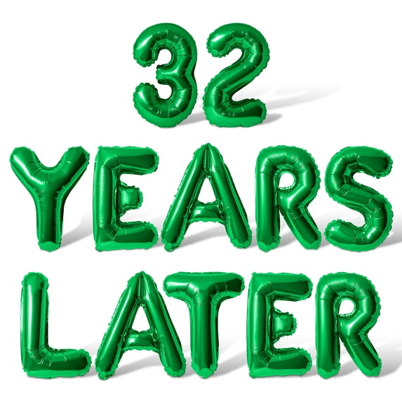 Letter Balloons - 32 YEARS LATER 16" Inch Alphabet Letters Foil Mylar Balloon 32nd Birthday Party Banner (Green)