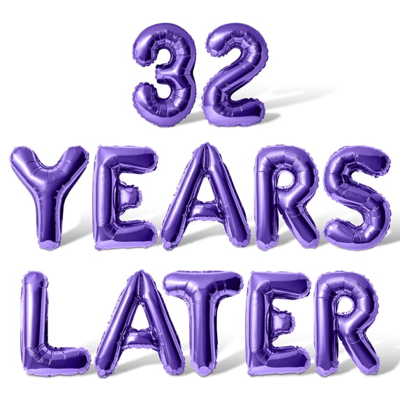 Letter Balloons - 32 YEARS LATER 16" Inch Alphabet Letters Foil Mylar Balloon 32nd Birthday Party Banner (Purple)